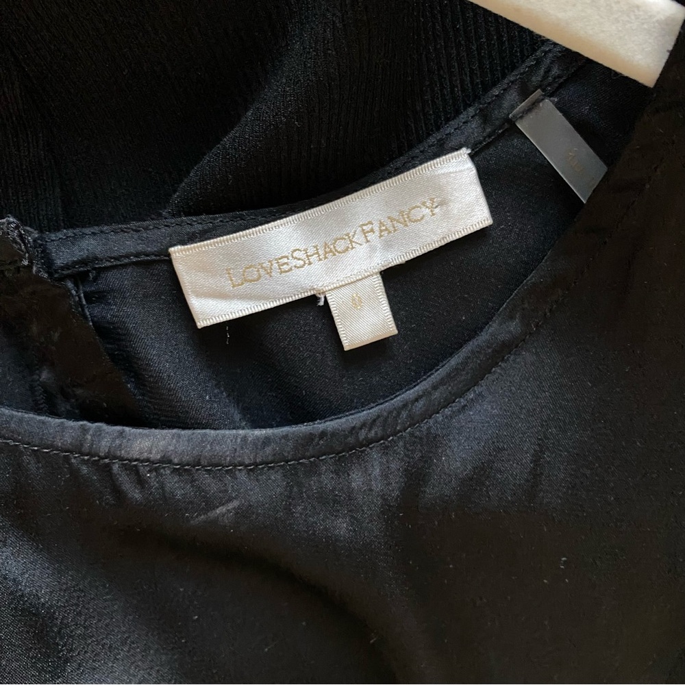 Loveshackfancy Black Silk Balloon Sleeve Dress - Picture 4 of 5
